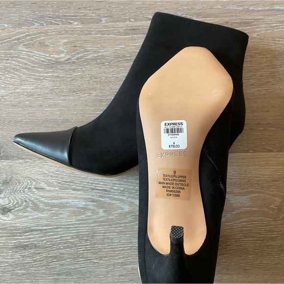 NWOT Express High Heeled Cap Toe Suade Ankle Boot, Size 9 - Picture 2 of 6